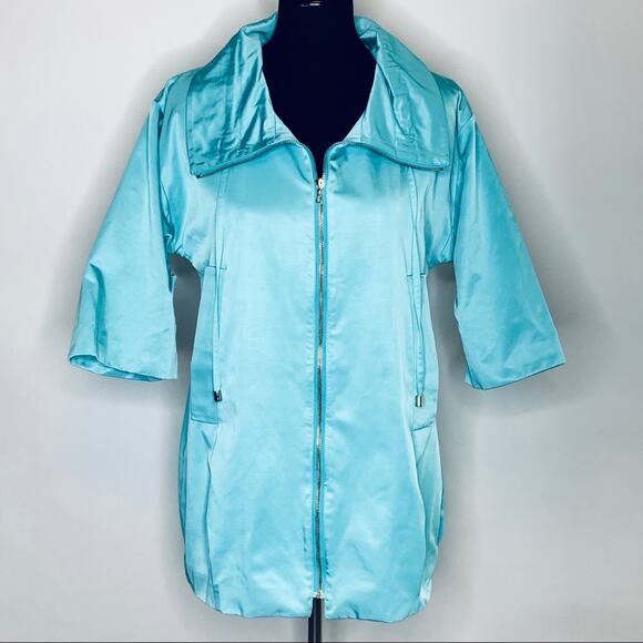 Etcetera light "Tiffany" blue zip up lightweight jacket size 4 - Picture 1 of 14